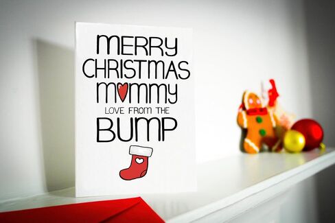 Christmas Card From The Bump For Mommy To Be, Holiday Card Pregnant Wife From Husband in Saudi Arabia