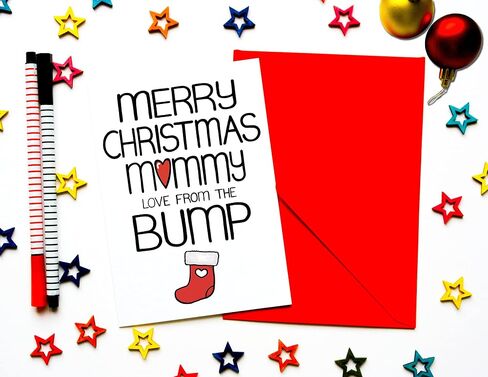 Christmas Card From The Bump For Mommy To Be, Holiday Card Pregnant Wife From Husband in Saudi Arabia