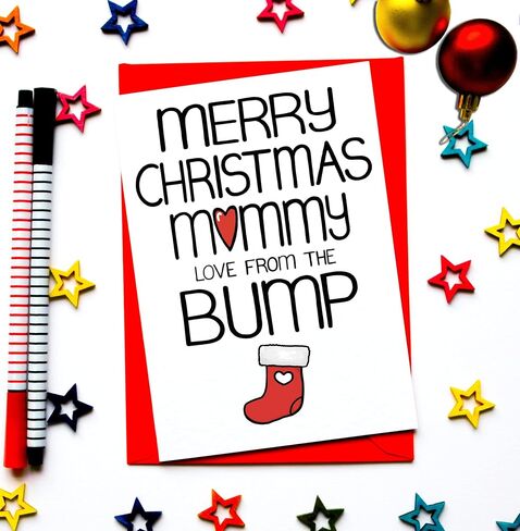 Christmas Card From The Bump For Mommy To Be, Holiday Card Pregnant Wife From Husband in Saudi Arabia