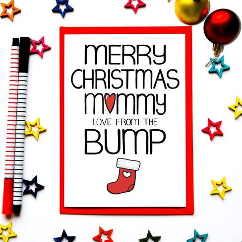 Christmas Card From The Bump For Mommy To Be, Holiday Card Pregnant Wife From Husband in Saudi Arabia