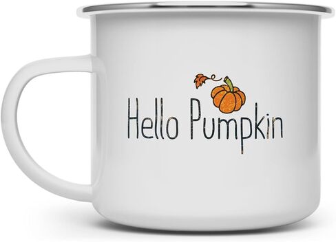 كوب Hello Pumpkin Fall Season Coffee Campfire، كوب مريح للتخييم في الهواء الطلق لمحبي الخريف (12oz) in Saudi Arabia