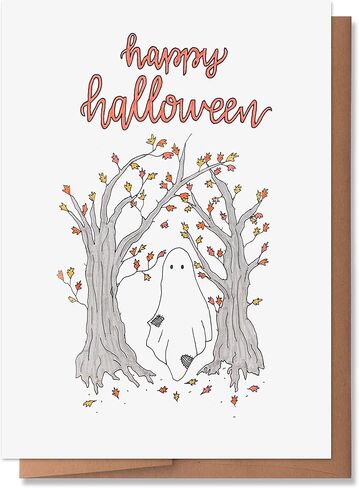 Wunderkid Happy Halloween Ghost Card, Cute Halloween Card (1 Single Card, Blank inside) in Saudi Arabia