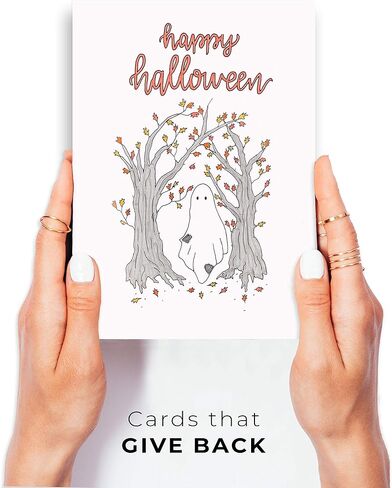 Wunderkid Happy Halloween Ghost Card, Cute Halloween Card (1 Single Card, Blank inside) in Saudi Arabia