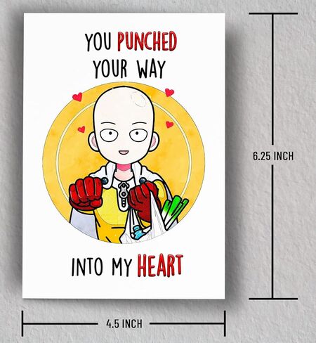You PUNCHed Your Way Into My Heart Valentine's Card | Handmade Anime Greeting Card | Card for Girlfriend/Boyfriend | Birthday Card | Blank Card in Saudi Arabia
