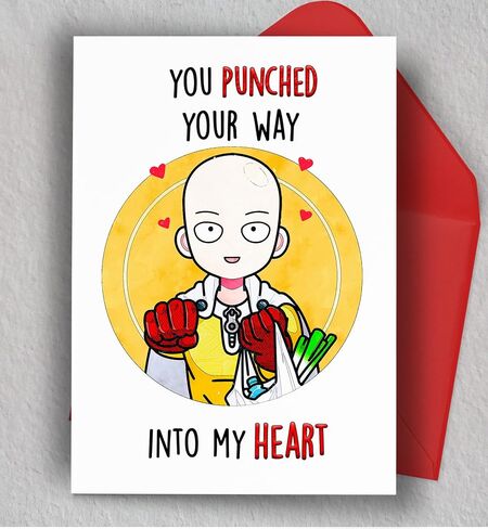 You PUNCHed Your Way Into My Heart Valentine's Card | Handmade Anime Greeting Card | Card for Girlfriend/Boyfriend | Birthday Card | Blank Card in Saudi Arabia