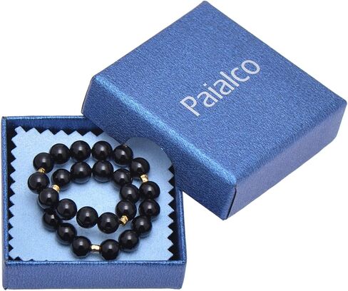Paialco 6MM الخرز العقيق الأسود الطبيعي تمتد سوار صغير للفتيات النساء 6.5" in Kuwait