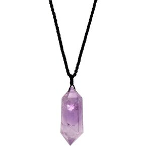 2 Inches Large Healing Crystal Necklace Purple Amethyst Pendant with Adjustable Cord in Saudi Arabia