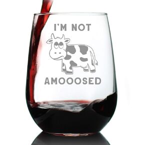 Not Amooosed - Cow Stemless Wine Glass - Cute Funny Cow Gifts and Home Decor - Large Glasses in Saudi Arabia