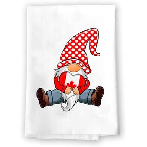 Adorable Gnome With Canadian Flag | Canada Home Decor | Maple Leaf | Decorative Kitchen and Bath Hand Towel | Christmas Present | Noel Gifts