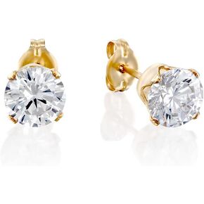 Gold Filled CZ Diamond Stud Earrings - Handmade Zircon Bridal and Bridesmaids Post Earrings - 6mm in Kuwait