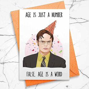 Funny Dwight Inspired Birthday Card - Age Is Just A Number. FALSE. Age Is A Word [00063] in Saudi Arabia