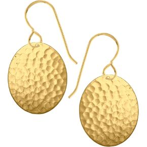 Hammered Disc Dangle Earrings | Large Round Circle Textured Drop Earrings in Silver, Gold, or Rose Gold (Gold) in Kuwait