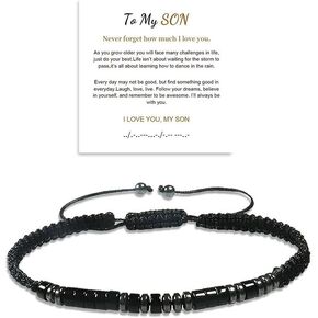 Morse Code Bracelet,I Love You My Daughter,Girl's Adjustable Personalized Inspirational Magnetic Bracelets, School Season Gift for Daughter (black)
