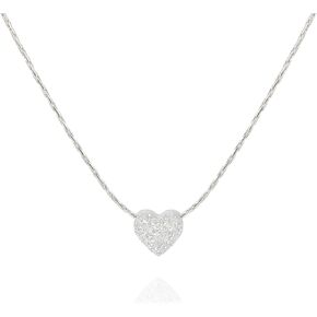 Baronyka Handmade Dainty Heart Pendant Necklace for Women, Stainless Steel, 15" to 17" (Silver-Plated) in Kuwait
