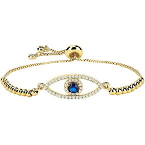 Gold Evil Eye Bracelet for Women, 18K Gold Plated mal de ojo Bracelet Cute Charm Adjustable Jewelry for Girls in Saudi Arabia