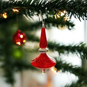 زخرفة شجرة عيد الميلاد من الزجاج الأحمر مزخرفة بالذهب عيار 14 قيراط - زجاج مضلع - أفكار ديكور لعيد الميلاد - ديكور عيد الميلاد لغرفة المعيشة - زخارف معلقة in Kuwait