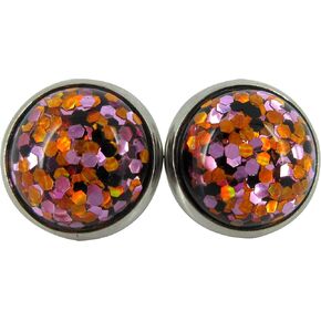 Summerfield Collection Stainless Steel Halloween Glitter Resin Stud Earrings 12mm Purple Orange Black in Saudi Arabia
