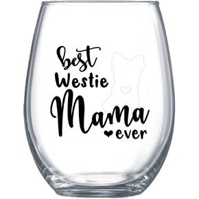 Best Westie Mom Ever gifts for Women West Highland White Terrier Dog Stemless Wine Glass for her Cup Idea 0233 in Saudi Arabia