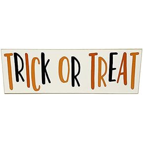 Trick or Treat Wood Sign - Orange and Black Halloween Decor - October 31 Tiered Tray Wooden Sign in Saudi Arabia