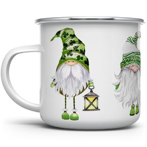 St Patricks Day Irish Gnomes Campfire Coffee Tea Mug, Lucky Green Shamrock Camping Cup, Gift for Her Mom Friend Coworker (16oz) in Saudi Arabia