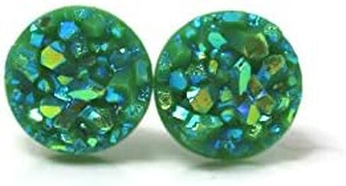 Faux Druzy Earrings on Hypoallergenic Plastic Posts 10mm (Aqua Blue) in Kuwait