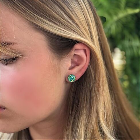 Faux Druzy Earrings on Hypoallergenic Plastic Posts 10mm (Aqua Blue) in Kuwait