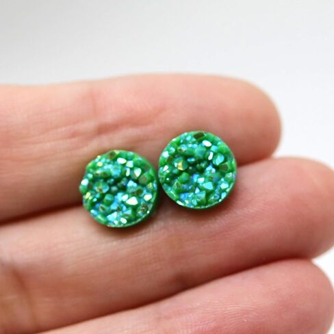 Faux Druzy Earrings on Hypoallergenic Plastic Posts 10mm (Aqua Blue) in Kuwait