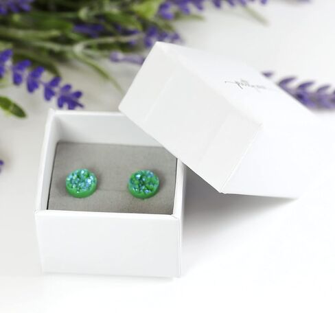 Faux Druzy Earrings on Hypoallergenic Plastic Posts 10mm (Aqua Blue) in Kuwait