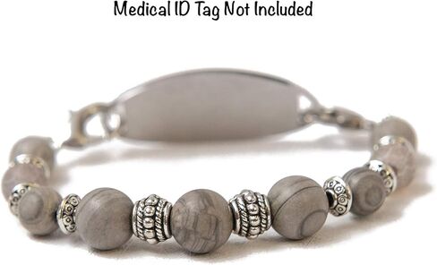 STRETCH Medical Alert Bracelet, Interchangeable Replacement Medical Bracelet, ID TAG NOT INCLUDED, Natural Stone (3pc Set - SAVE 10% - Aqua/Lilac/Coral, Average (5.5 inches) – Most Common Size) in Kuwait
