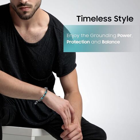 الفيروز الهيماتيت الأحجار الكريمة مطرز سوار تمتد - اليدوية بلورات الشفاء شبه الثمينة سوار قابل للتعديل - التأمل اليوغا الريكي مجوهرات تخفيف التوتر للرجال النساء للجنسين هدية in Kuwait