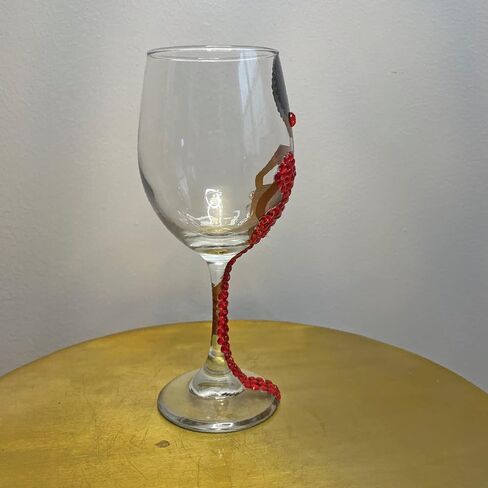 Diva Wine Glass, Large 20oz Decorated Wine Glass, Black Woman Drinking Glass, Gift Favours, Gift Favors, Unique Birthday Gift, Brown Girl with Afro on Wine Glass (Blue) in Saudi Arabia