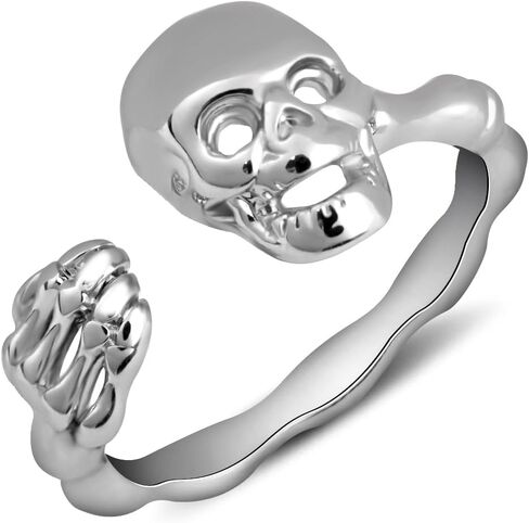 Silver Skull Ring Gothic Skeleton Hand Open Ring for Women Halloween Jewelry for Gift in Saudi Arabia