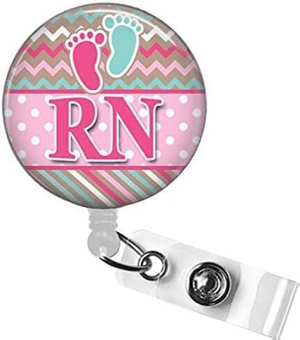Labor and Delivery Nurse Badge Reel, OB/GYN Baby Feet Retractable Name Badge, RN Labor Delivery Nurse Thank You Gift, RN Nursing Grad Gift in Saudi Arabia