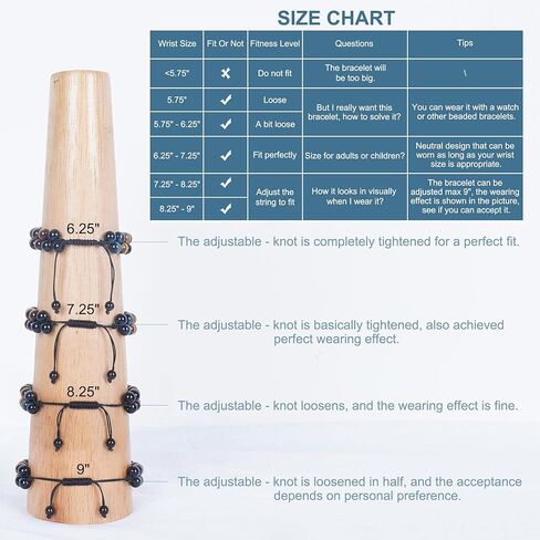 أساور Vicsoon للرجال والنساء، سوار حماية ثلاثي مع 8 مم من حجر السج الأزرق والأصفر عين النمر الأسود، سوار مصنوع يدويًا من حجر الشفاء قابل للتعديل، مجوهرات كريستال خرز تجلب الحظ والسعادة in Kuwait