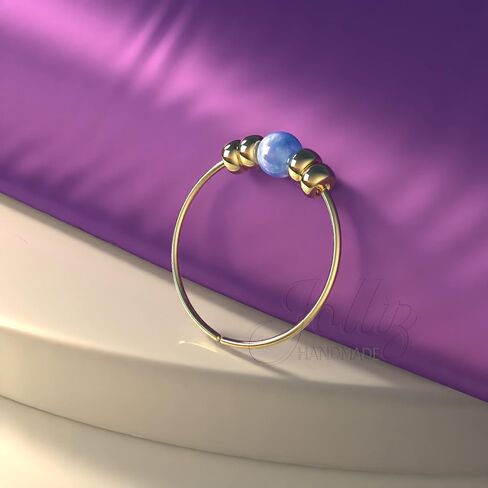 Blue Opal Nose Ring Piercing 24G - 14k Gold Filled Nose Hoop For Women - Hypoallergenic Nose Rings 7mm in Saudi Arabia