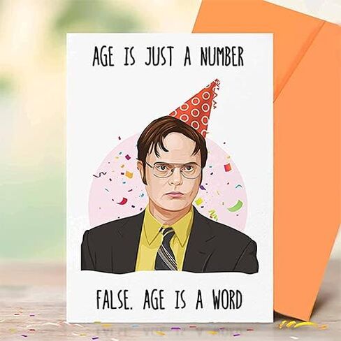 Funny Dwight Inspired Birthday Card - Age Is Just A Number. FALSE. Age Is A Word [00063] in Saudi Arabia