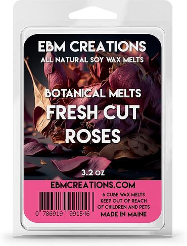 الورود المقطوفة - ذوبان نباتي - ذوبان شمع الصويا الطبيعي المعطر بالكامل - 6 مكعبات صدفي 3.2 أونصة معطرة للغاية! in Kuwait