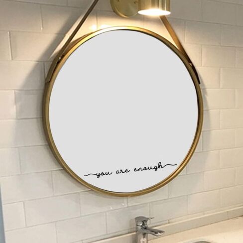 ZLKAPT You Are Enough 18"x2.3" Mirror Affirmation Vinyl Decal,Self Love Teens Room Positivity Quotes Mirror Decal (White) in Saudi Arabia