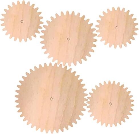Set of 5 Wooden Interchangeable Wood Gears. Works for DIY Craft Project, Wall decor, or Functional Mechanisms 1/4" Thick Wood. 4"-8" sizes in Saudi Arabia
