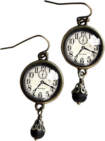 أقراط ساعة Steampunk بالأبيض والأسود in Saudi Arabia