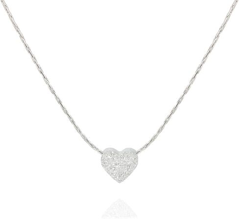 Baronyka Handmade Dainty Heart Pendant Necklace for Women, Stainless Steel, 15" to 17" (Silver-Plated) in Kuwait