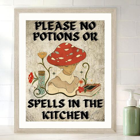 ديكور الحمام الساحر من روكسبري | ديكور غرفة فيريكور | ديكور حائط كوتيجكور | ديكور غرفة ساحرة جمالية عتيقة، ديكور ساحرة جمالية، ديكور حمام الهالوين (8 × 10 غير مؤطر) in Kuwait