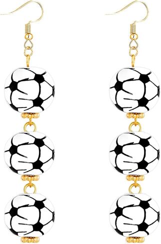 Baseball Football Rugby Soccer Earrings Layered Ball Drop Dangle Earrings Three Sport Ball Earrings for Women Girls Fans (Football) in Kuwait