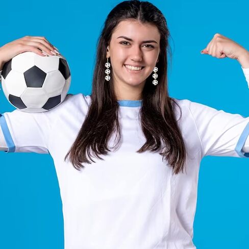 Baseball Football Rugby Soccer Earrings Layered Ball Drop Dangle Earrings Three Sport Ball Earrings for Women Girls Fans (Football) in Kuwait