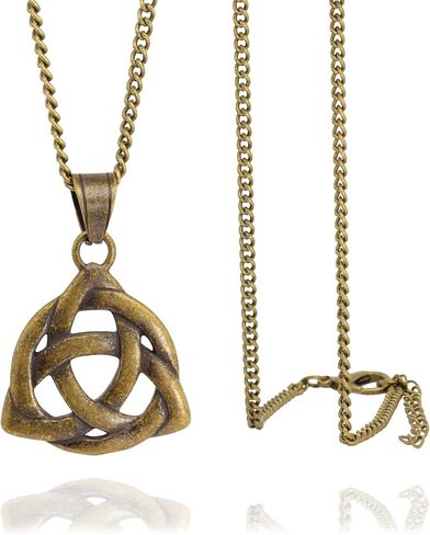 Baronyka Handmade Celtic Knot Necklace for Men, Bronze-Plated Irish Triangle Triquetra Pendant, Trinity Knot, 24" with 2" Extension Chain, Lobster Clasp, Spiritual Gift, Scottish, Irish Jewelry in Kuwait