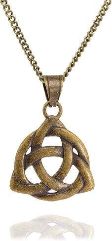 Baronyka Handmade Celtic Knot Necklace for Men, Bronze-Plated Irish Triangle Triquetra Pendant, Trinity Knot, 24" with 2" Extension Chain, Lobster Clasp, Spiritual Gift, Scottish, Irish Jewelry in Kuwait