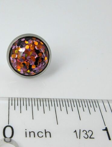 Summerfield Collection Stainless Steel Halloween Glitter Resin Stud Earrings 12mm Purple Orange Black in Saudi Arabia