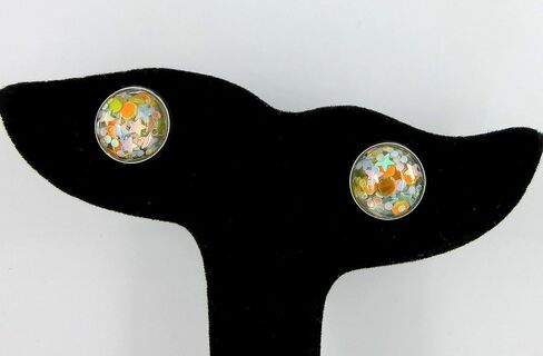 Stainless Steel Glitter Resin Globe Stud Earrings 12mm (Ballet Pink) in Saudi Arabia