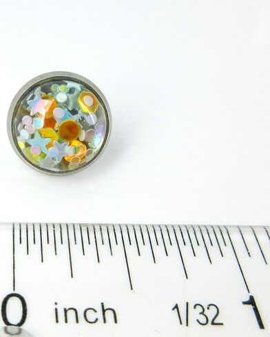 Stainless Steel Glitter Resin Globe Stud Earrings 12mm (Ballet Pink) in Saudi Arabia