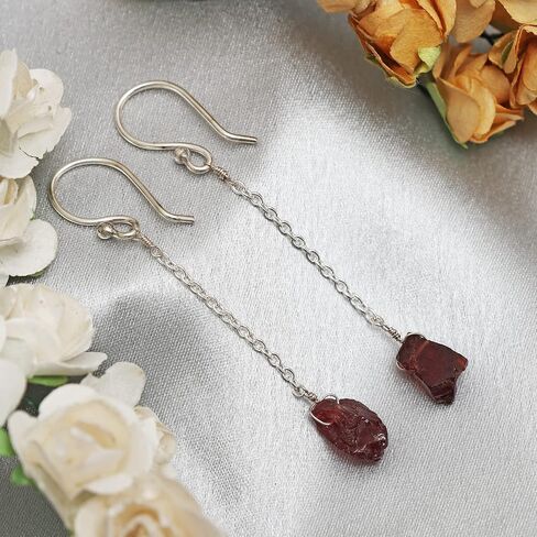 Gempires Raw Amethyst Earring for Girls, Dangling Purple Crystal Earrings for Women, February Birthstone, Healing Gifts for Her, Gem stone Jewelry in Saudi Arabia
